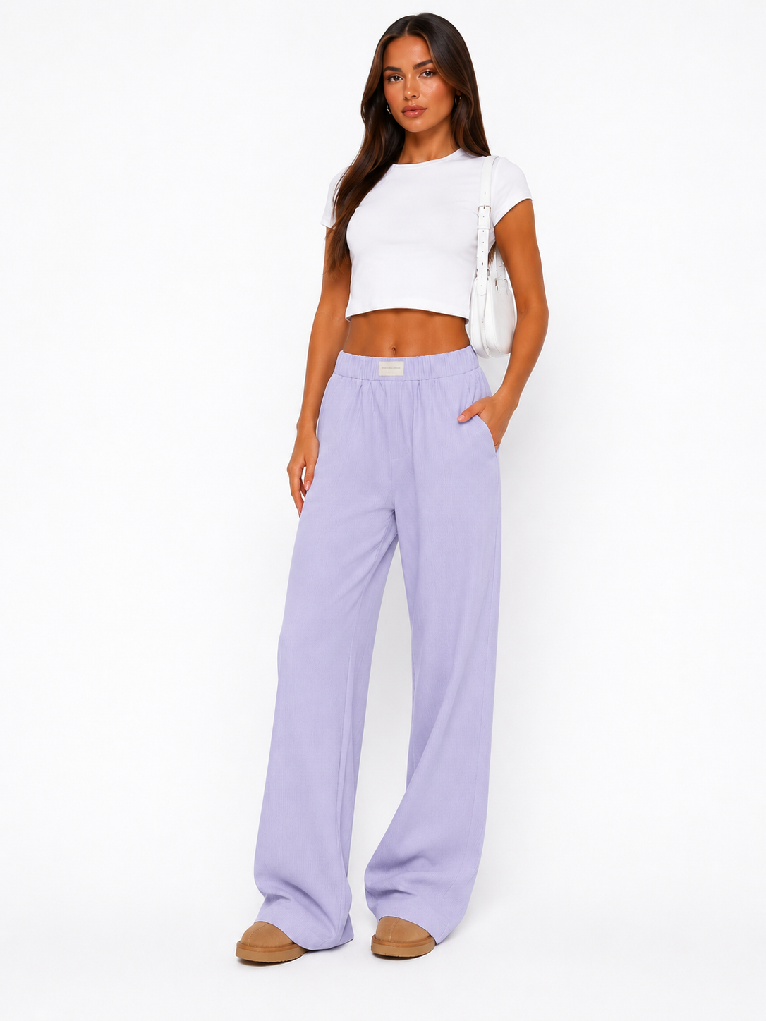 Pantalon Large Femme – Taille Haute Élastique & Jambes Larges Rayées | Style Estival Tendance