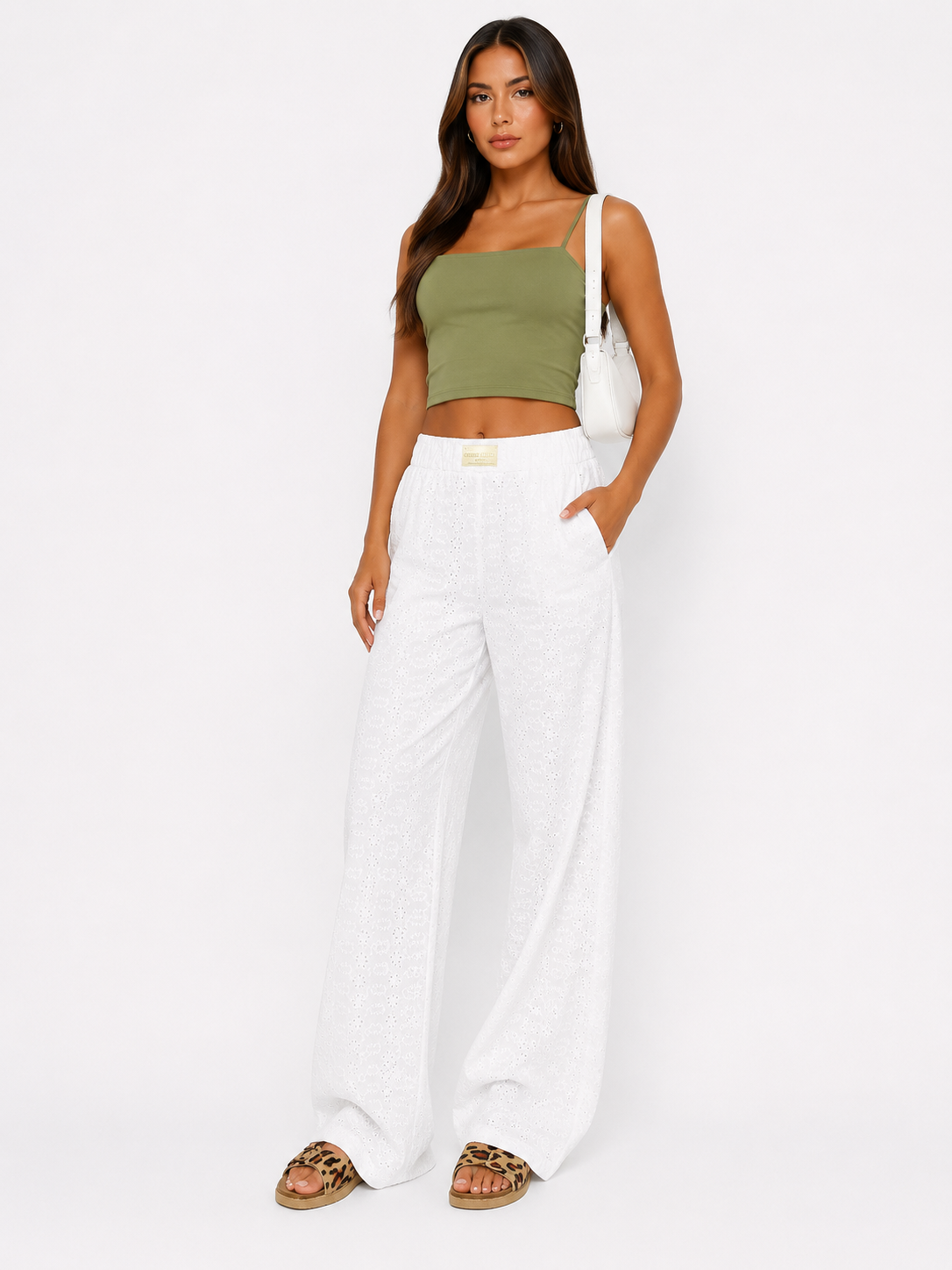 Pantalon Large Femme – Taille Haute Élastique & Jambes Larges Rayées | Style Estival Tendance