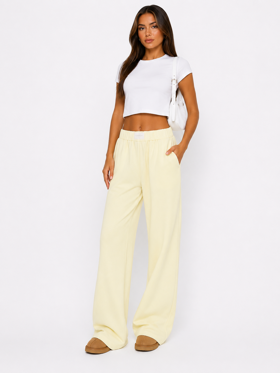 Pantalon Large Femme – Taille Haute Élastique & Jambes Larges Rayées | Style Estival Tendance